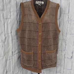 Jones New York Brown Houndstooth Vest